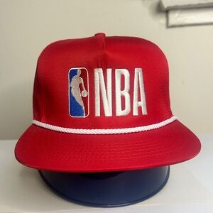 Malbon Red NBA Hat with White Rope Trim